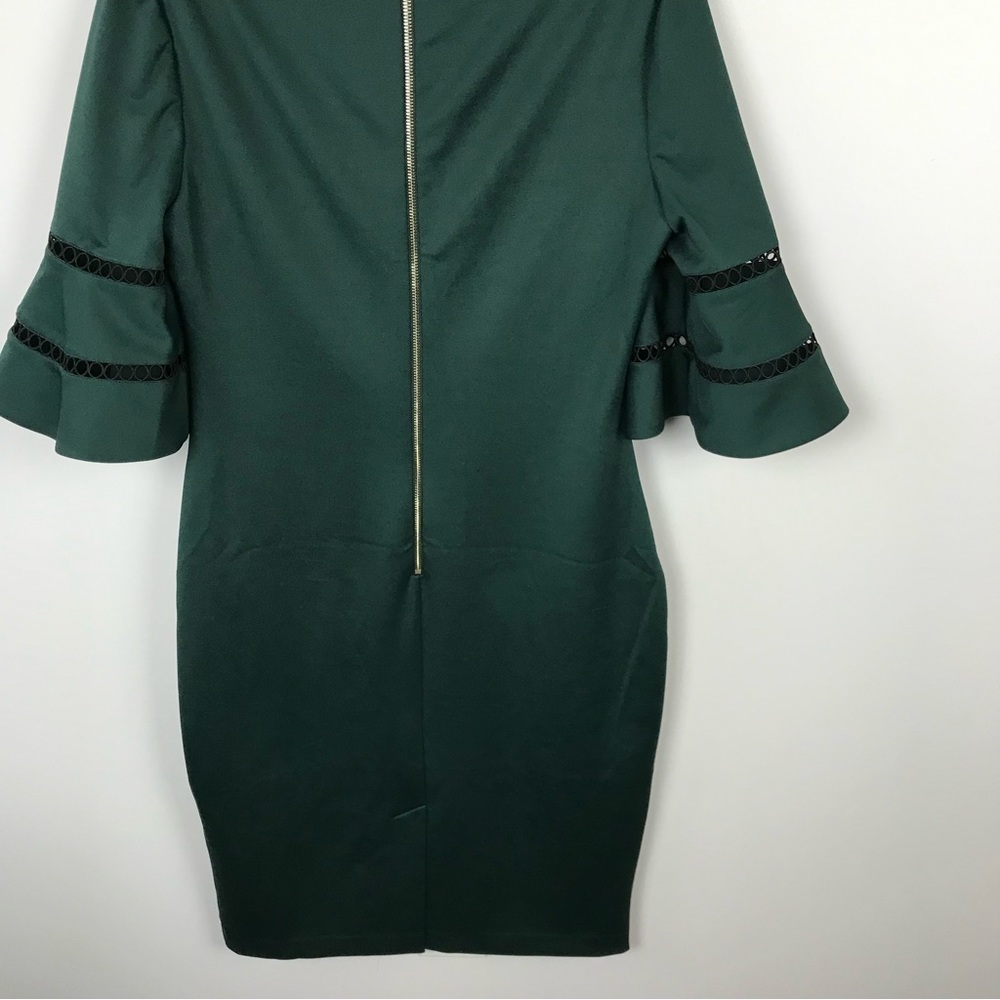 Ted Baker London Filnio Bell Sleeve Emerald Green Dress Size Ted 5/ US Size 12 - Picture 7 of 11